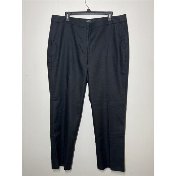 J Crew Kate Pants Womens 16 Black Straight Leg Pant Stretch Linen Blend Lined - Picture 1 of 10